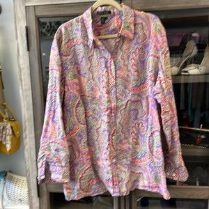 Vintage Lauren Ralph Lauren Lavender Purple Paisley Shirt Top
